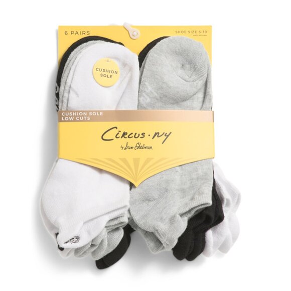 CIRCUS BY SAM EDELMAN Black/White 6pk Low Cut Cushion Socks - Picture 1 of 1
